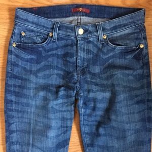 7 for All Mankind Skinny Jeans Tiger Zebra Animal Print sz 28